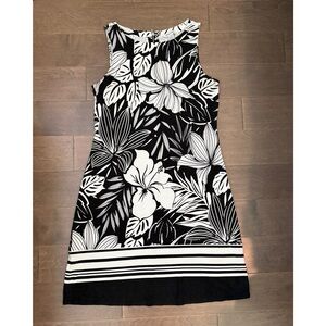 Tommy Bahama Black and White Tropical Floral Darcy Dress Large